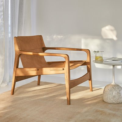 Sessel aus massiver Eiche und Leder, Alberto AM.PM