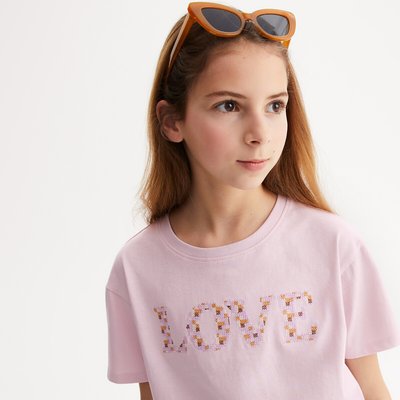 T-shirt com gola redonda, motivo "Love" bordado LA REDOUTE COLLECTIONS
