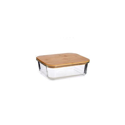 Boîte de Conservation Rectangulaire en Verre avec Couvercle Hermétique en Bambou - 64cl WADIGA