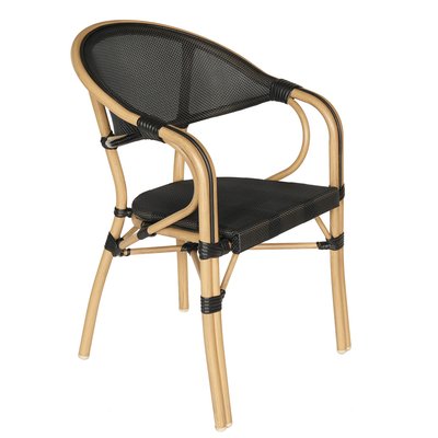 Chaise de jardin style bistrot parisien en aluminium et rotin synthétique, BEAUBOURG OVIALA