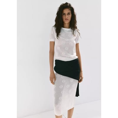 Jupe en crochet semi-transparente à fleurs MANGO