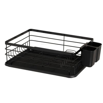 Égouttoir à vaisselle métal noir avec plateau plastique 42x31x14cm WADIGA