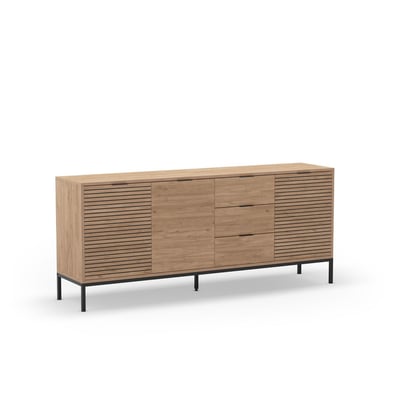 Buffet bas en panneaux de particules 3 portes 3 tiroirs 180 cm, AGATHE BOBOCHIC