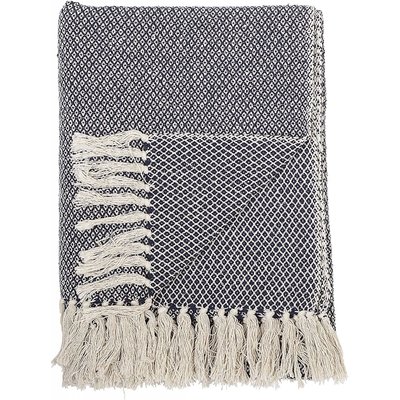 Plaid en coton 160x130 cm bleu foncé BLOOMINGVILLE