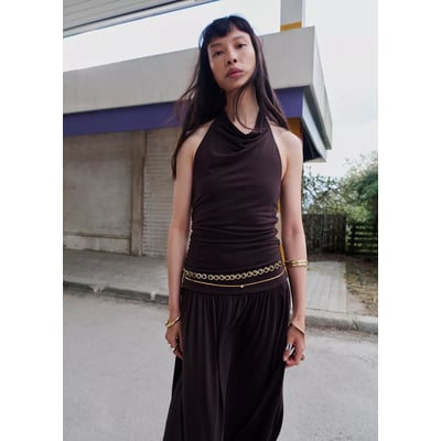 Robe emmanchures américaines drapée MANGO