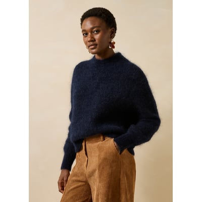Pull manches longues en mohair col montant LA FEE MARABOUTEE
