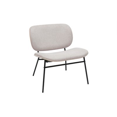 Fauteuil en tissu effet velours texturé beige et métal noir SHELBY MILIBOO