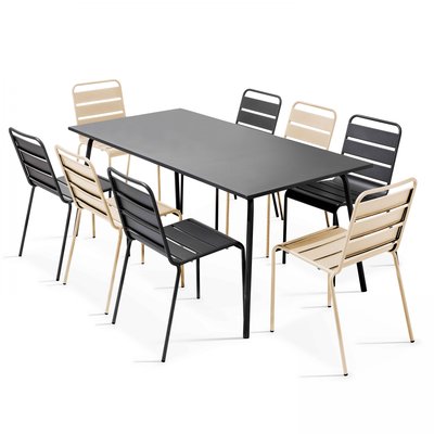 Salon de jardin table et 8 chaises coloris dépareillés, PALAVAS OVIALA