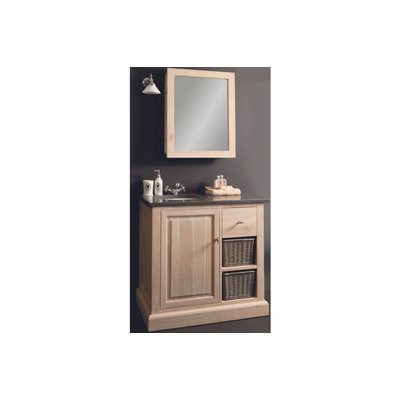 Meuble de salle de bain simple vasque chêne blanchi et pierre L90 - VÉRONE HELLIN, DEPUIS 1862