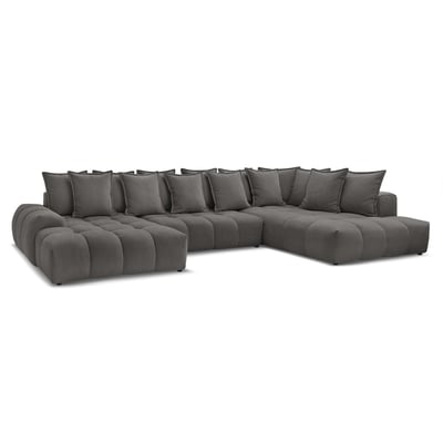 Canapé panoramique convertible 6 places en tissu texturé, EVEREST BOBOCHIC