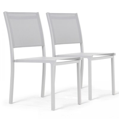 Lot de 2 chaises d'extérieur en aluminium et textilène, NICE OVIALA