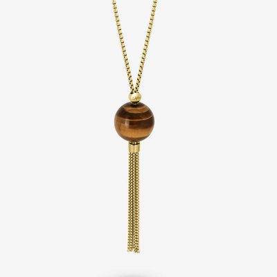 Halskette Liliflo in Gelbgoldfarbe und Tigerauge LILIFLO