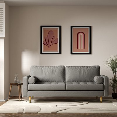 Coco Mid-Century Soft Brushed 3 Seater Sofa with Natural Wood Legs SO'HOME