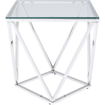 Table d'appoint en verre et acier, CRISTALLO KARE DESIGN