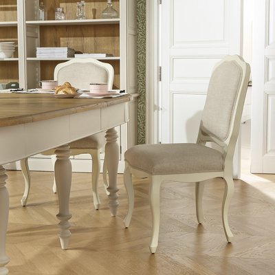 Lot de 2 chaises style romantique en hévéa et lin premium NINA ROBIN DES BOIS