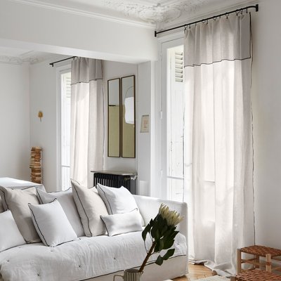 Rideau Carlina Tamisant en Lin 100% lavé légèrement froissé Vert 200x280 cm MADURA