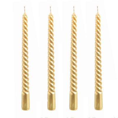Set de 4 bougies de Noël torsadées dorées 20cm WADIGA