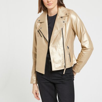 Blouson zippé en cuir métallisé CLUB METAL OAKWOOD