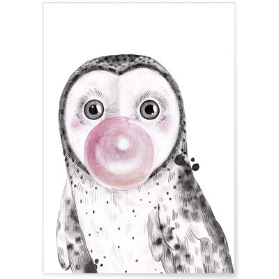 Affiche 'Bulle de Chouette Rose' L'AFFICHERIE