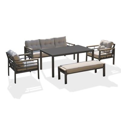 Ensemble repas de jardin 7 places en aluminium  CAYENNE DCB GARDEN