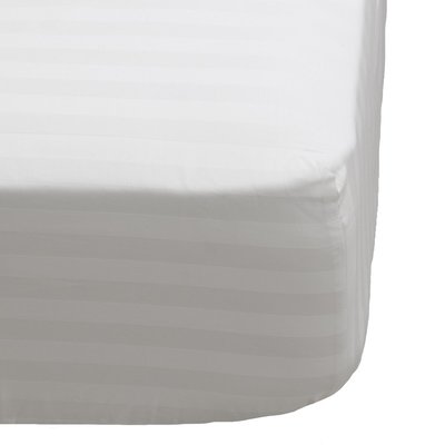 Drap housse en coton bande satin REVE BLANC LINANDELLE