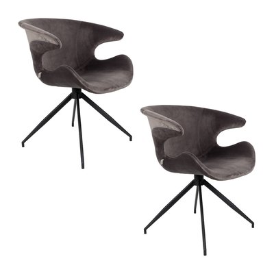 Lot de 2 chaises en velours avec accoudoirs - ZUIVER