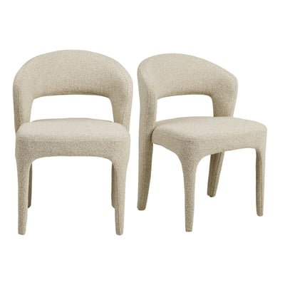 Chaise en tissu bouclette sable (lot de 2) TULSA PIER IMPORT