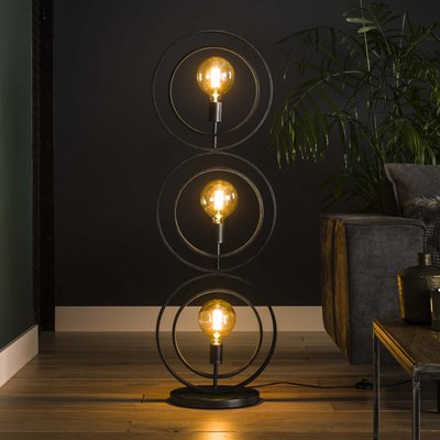 Lampadaire industriel anneaux doubles 3 lampes TRIBECA PIER IMPORT
