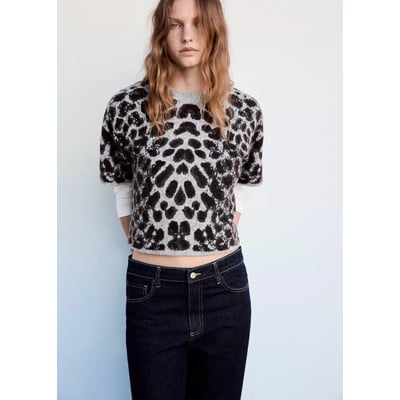 Pull-over manches courtes léopard MANGO