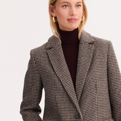 Blazer de corte direito axadrezado, em mistura de lã quente ANNE WEYBURN