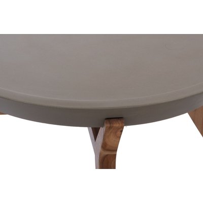 Table basse ronde en béton gris et pieds en acacia D80 - SALAZIE AMADEUS
