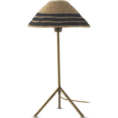lampe de table dorée avec abatjour en fibre naturelle tressée RECOLLECTION