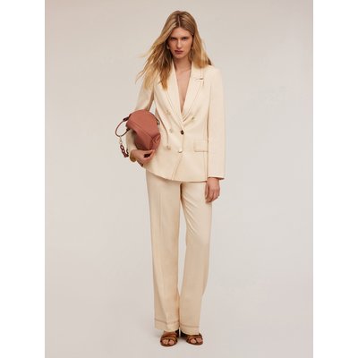 Blazer en toile de coton et lin avec surpiqûres contrastantes MOTIVI