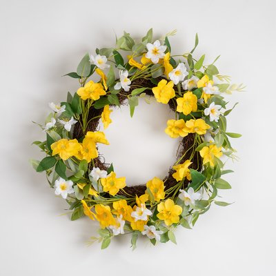 40cm Daffodil Wreath in Yellow/White SO'HOME
