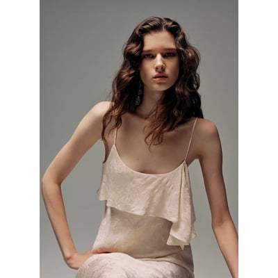 Robe jacquard détail volant MANGO