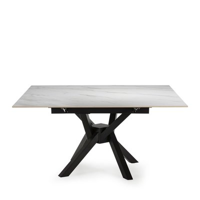 Table à manger extensible 6 à 8 personnes en céramique et métal 90-150x150cm - Brelyn DRAWER