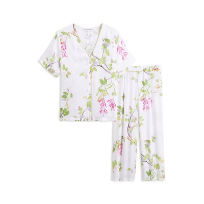 Pyjama col v en satin de viscose, LUCIOLE LAURENCE TAVERNIER