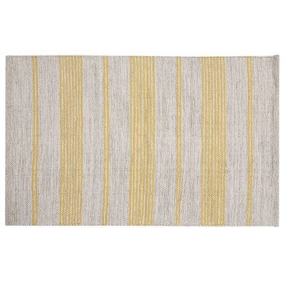 Tapis / Descente de lit rectangulaire beige à rayures jaunes 50 x 80 cm CABOURG MILIBOO