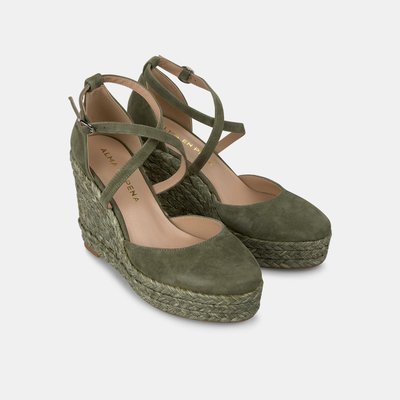 Sandales compensées tressées avec brides croisées et fermeture boucle ALMA EN PENA