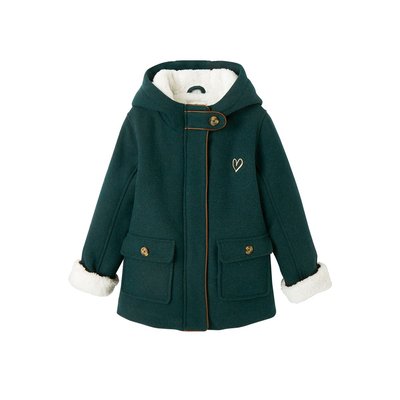 Manteau à capuche en drap de laine doublé sherpa VERTBAUDET