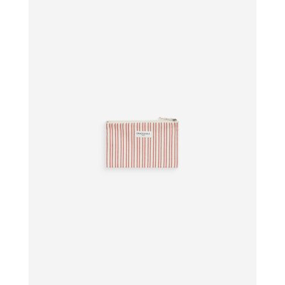 Pochette zippée en coton rayée rouge Wilene GRACE & MILA