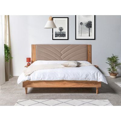 Lit en MDF Tissu avec pieds en bois, TRIOMPHE BOBOCHIC