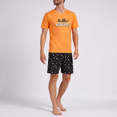 Pyjashort homme FOOD orange/noir ALAN BROWN