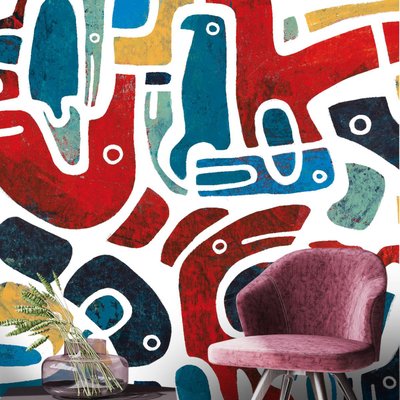 Papier peint panoramique avec lézards designs et abstraits - 340x260 cm (l x h) LA TOUCHE ORIGINALE