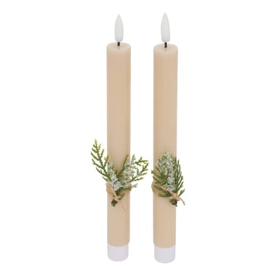 Lot de 2 bougies LED Lupa bâton beige ATMOSPHERA