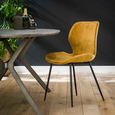 Chaise en velours vert style contemporain pieds métal MELBOURNE (lot de 2) PIER IMPORT