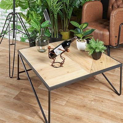 Table basse carrée en bois et métal ATELIER PIER IMPORT