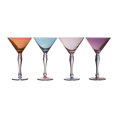 Set of 4 Assorted Colour Tapered Cocktail Glasses SO'HOME