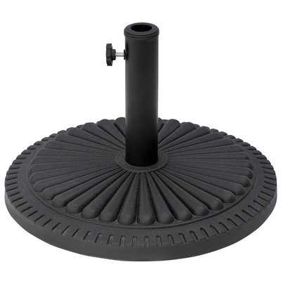 Pied de parasol rond motif rosace Ø 49 cm 15 Kg ciment HDPE noir OUTSUNNY