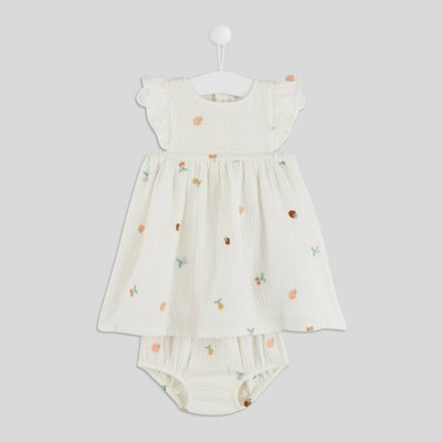 Robe manches volantées brodée en coton BIO BOUT'CHOU